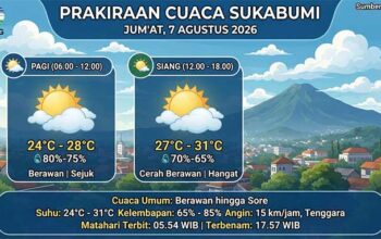 Prakiraan Cuaca Sukabumi Jumat 7 Agustus 2026